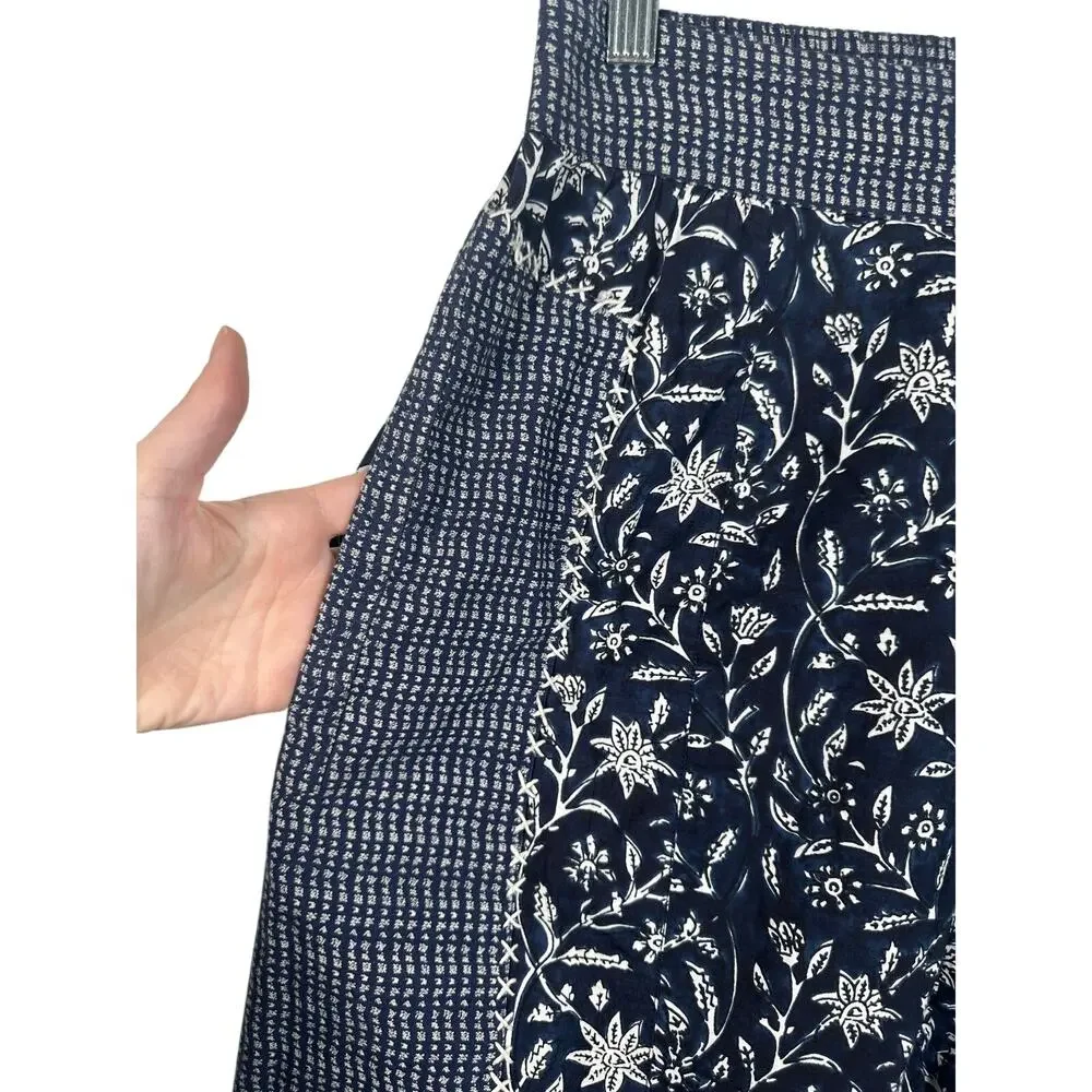 Ulla Johnson Suki Printed Harem Cotton‎ Pants Size 6 Navy Blue Mixed Floral EUC